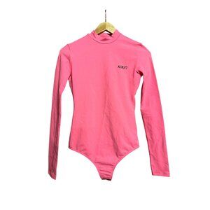 Kirin Pink Long Sleeve Open Back Bodysuit XS Jersey Material RFID Tag